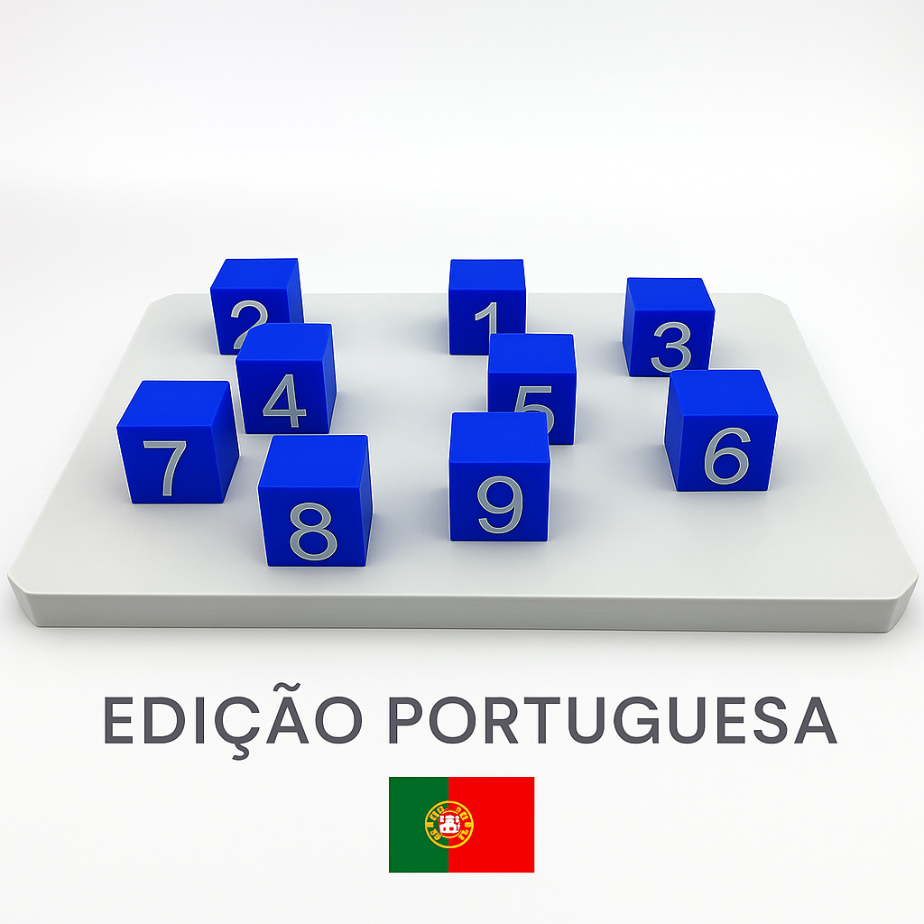 Tablero Corsi Portuguesa con 9 cubos azules numerados PLA evaluación memoria visuoespacial
clínica | Corsi Portuguesa board 9 blue numbered blocks PLA visuospatial memory clinical
assessment