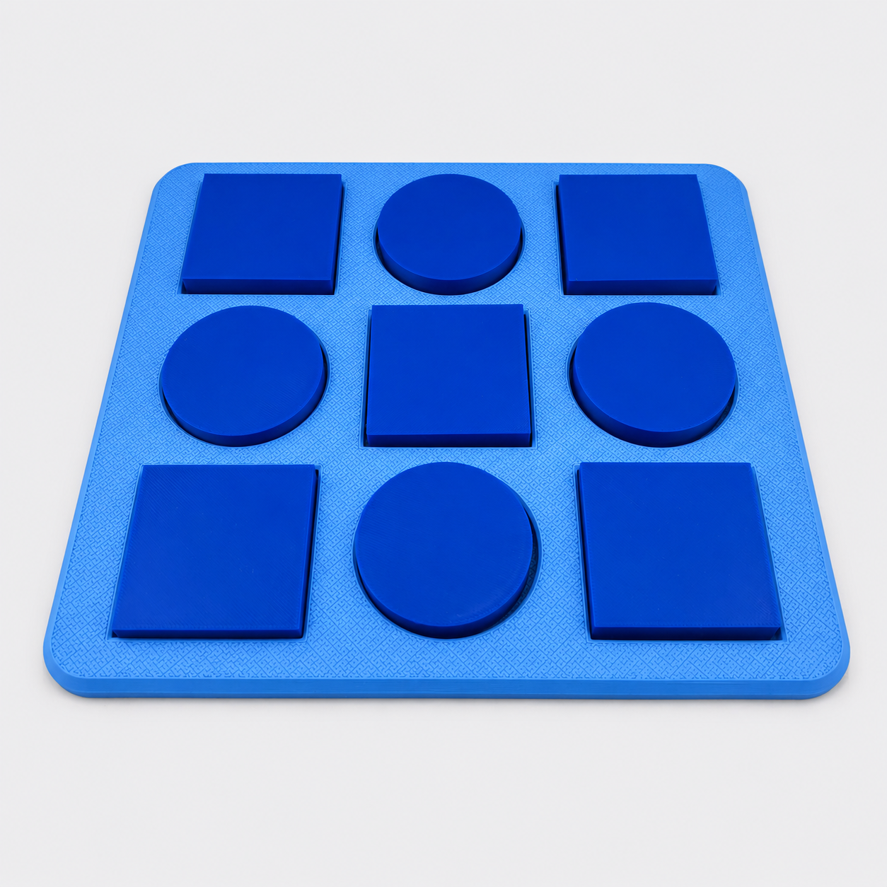 Las 9 piezas azules Bayley-III 5 cuadradas y 4 circulares PLA precisión evaluación cognitiva bebé | Bayley-III 9 blue pieces 5 squares 4 circles PLA precision infant cognitive assessment material