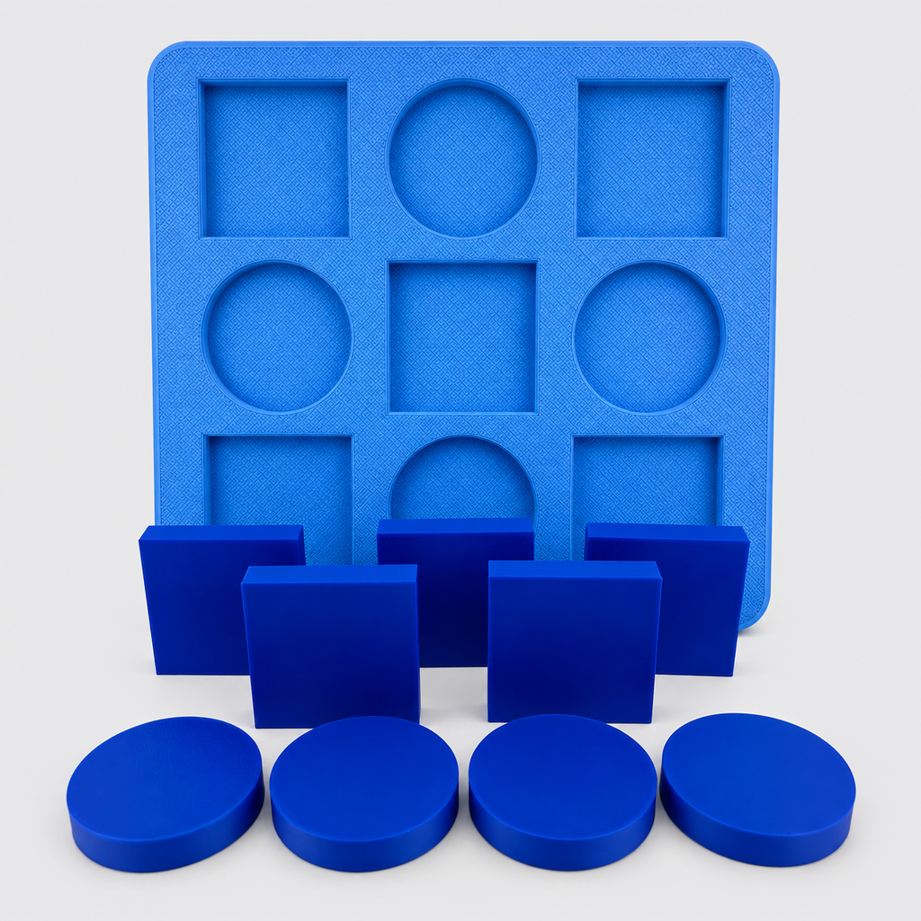 Tablero azul Bayley-III set completo 5 cuadrados y 4 círculos azules PLA evaluación cognitiva infantil | Bayley-III blue form board complete set 5 squares 4 circles PLA infant cognitive
assessment