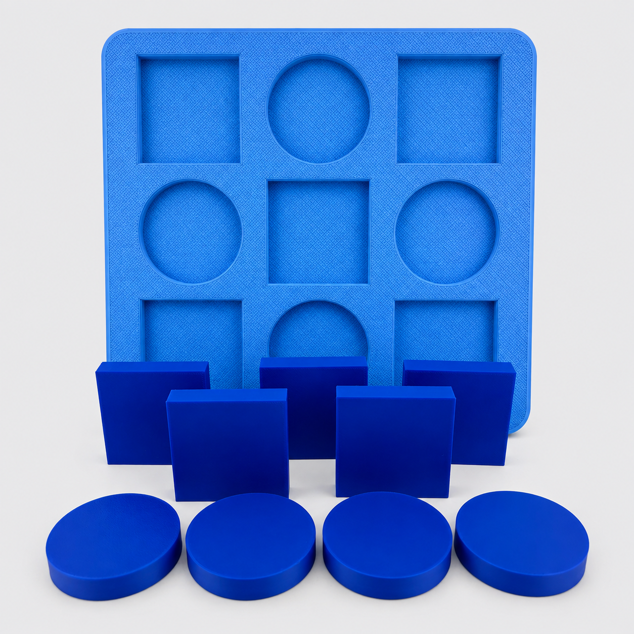 Tablero azul Bayley-III set completo 5 cuadrados y 4 círculos azules PLA evaluación cognitiva infantil | Bayley-III blue form board complete set 5 squares 4 circles PLA infant cognitive
assessment