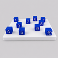 Tablero Corsi 10 Cubos con 10 cubos azules numerados PLA evaluación memoria visuoespacial clínica | Corsi 10 Cubos board 10 blue numbered blocks PLA visuospatial memory clinical
assessment