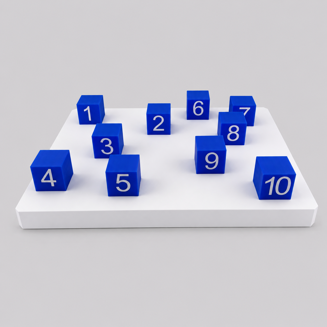 Tablero Corsi 10 Cubos con 10 cubos azules numerados PLA evaluación memoria visuoespacial clínica | Corsi 10 Cubos board 10 blue numbered blocks PLA visuospatial memory clinical
assessment
