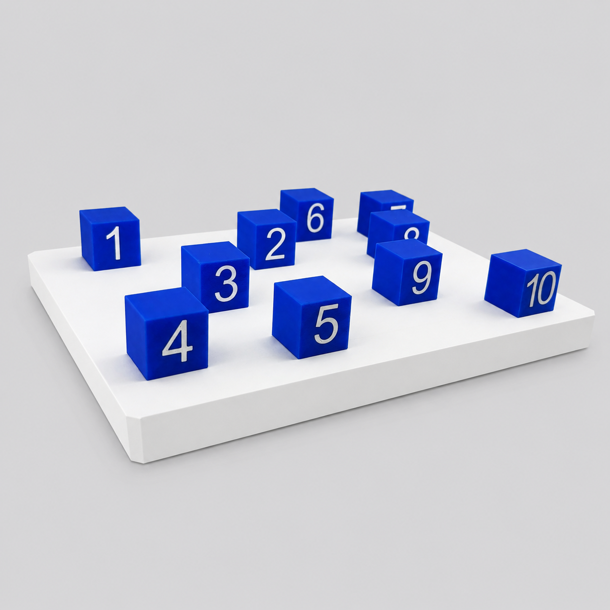 Los 10 cubos azules numerados del tablero Corsi 10 Cubos PLA precisión evaluación neuropsicológica | Corsi 10 Cubos 10 blue numbered blocks PLA precision neuropsychological
assessment