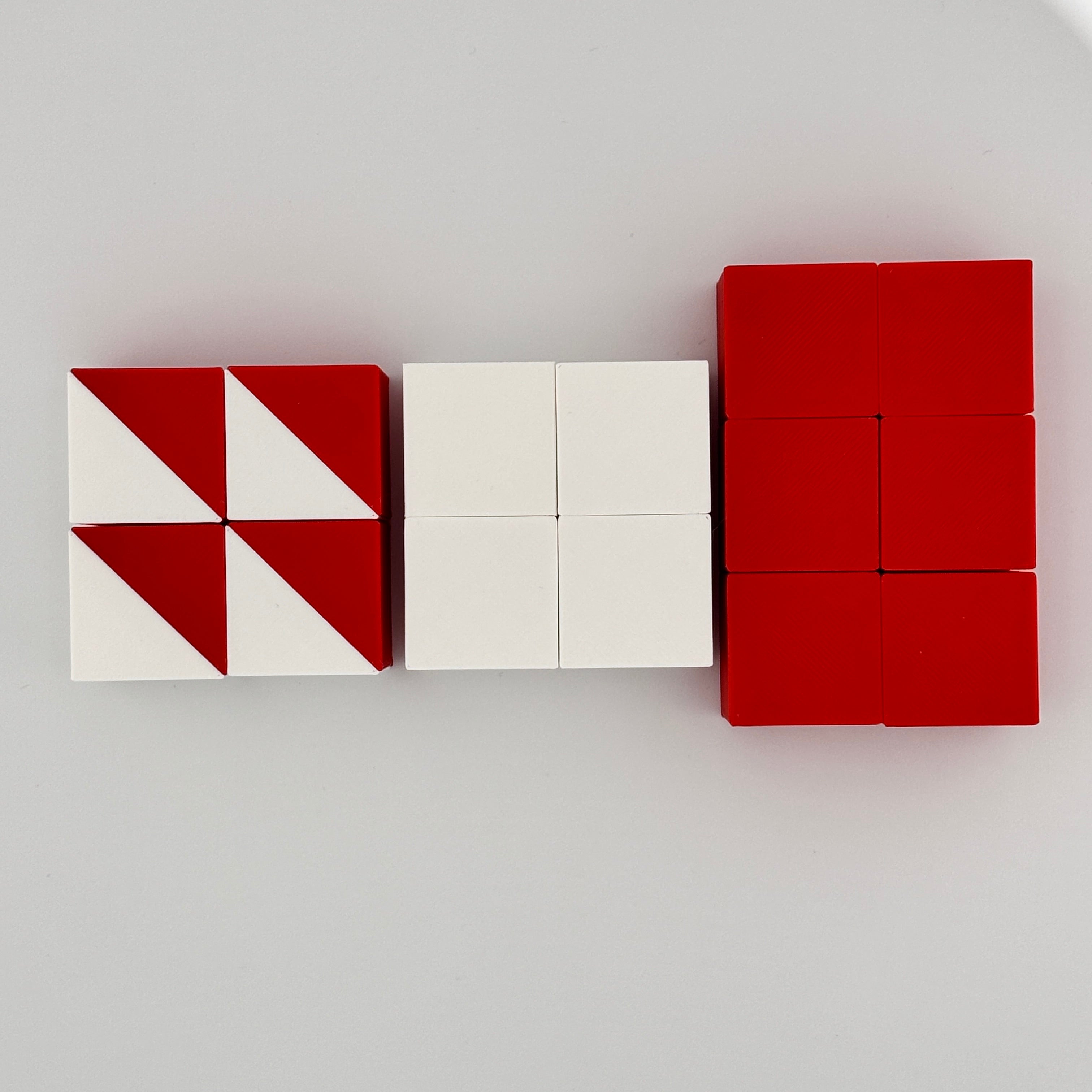 14 cubos WPPSI sueltos sin caja 6 rojos 4 blancos 4 bicolor 27mm evaluación. 14 WPPSI blocks loose no box 6 red 4 white 4 bicolor 27mm clinical assessment