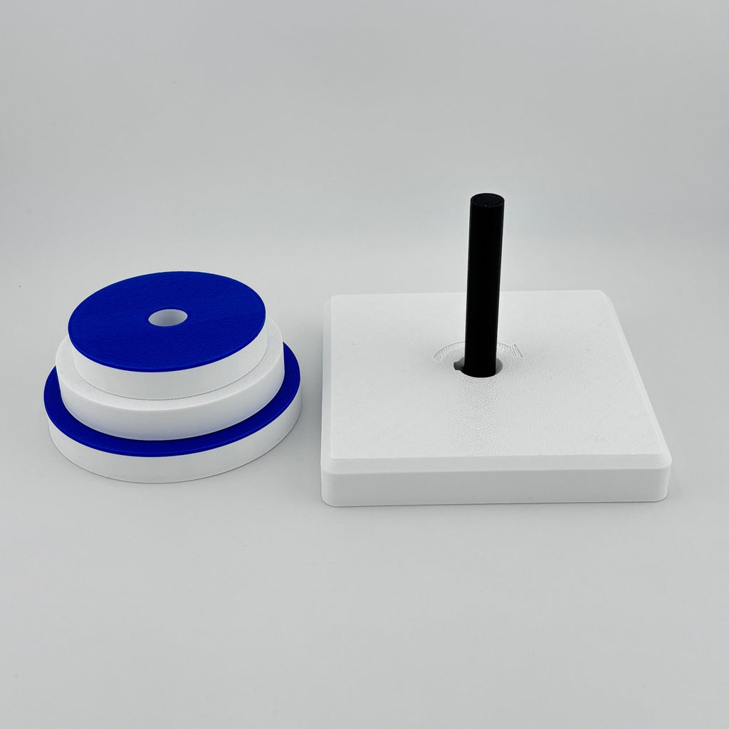 Los 3 discos Merrill-Palmer-R 2 bicolor azul blanco y 1 blanco PLA precisión evaluación motricidad fina | Merrill-Palmer-R 3 discs 2 blue white bicolor 1 white PLA precisión fine motor developmental assessment