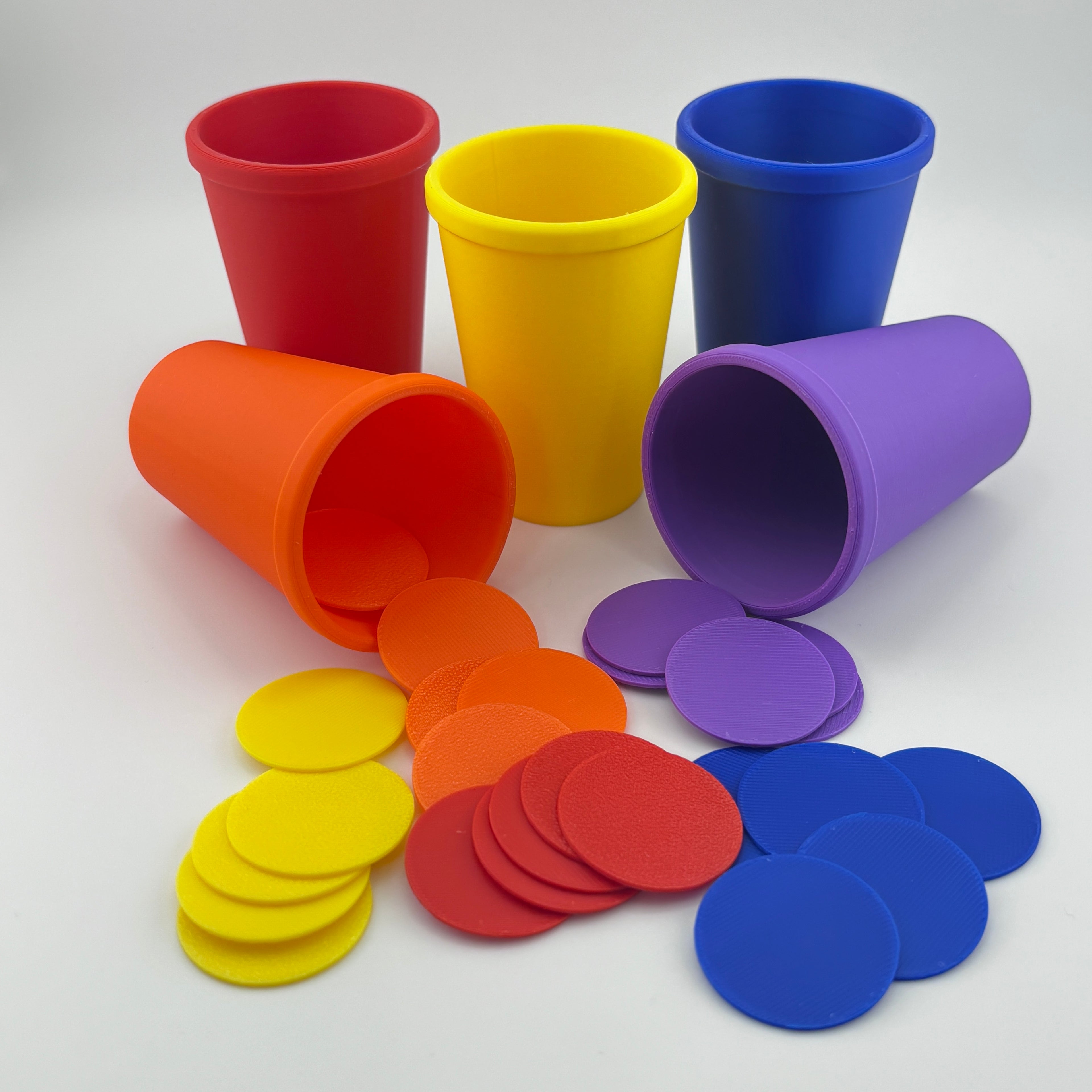 Kit completo Merrill-Palmer-R 25 fichas circulares y 5 cubiletes 5 colores PLA evaluación cognitiva
infantil | Merrill-Palmer-R complete kit 25 circular chips 5 cups 5 colors PLA pediatric cognitive
assessment