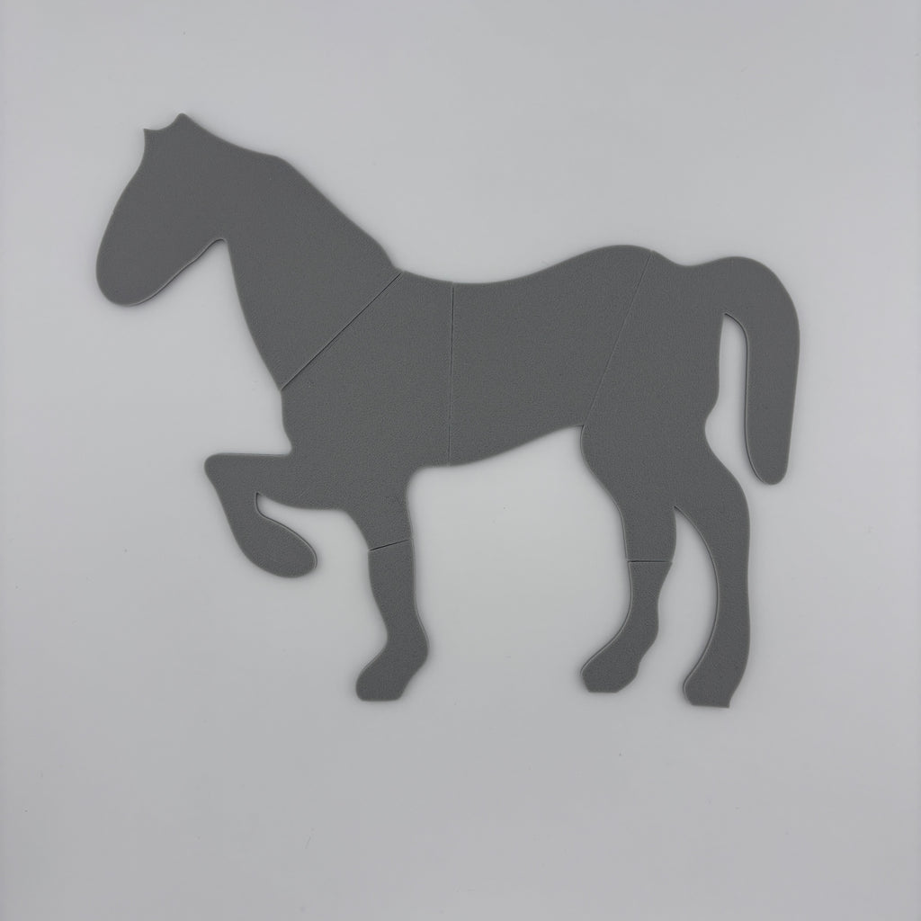 Rompecabezas caballo ensamblaje WISC-III Cubes IQ PLA gris síntesis visual evaluación cognitiva infantil | WISC-III horse object assembly puzzle grey PLA visual synthesis pediatric cognitive assessment
